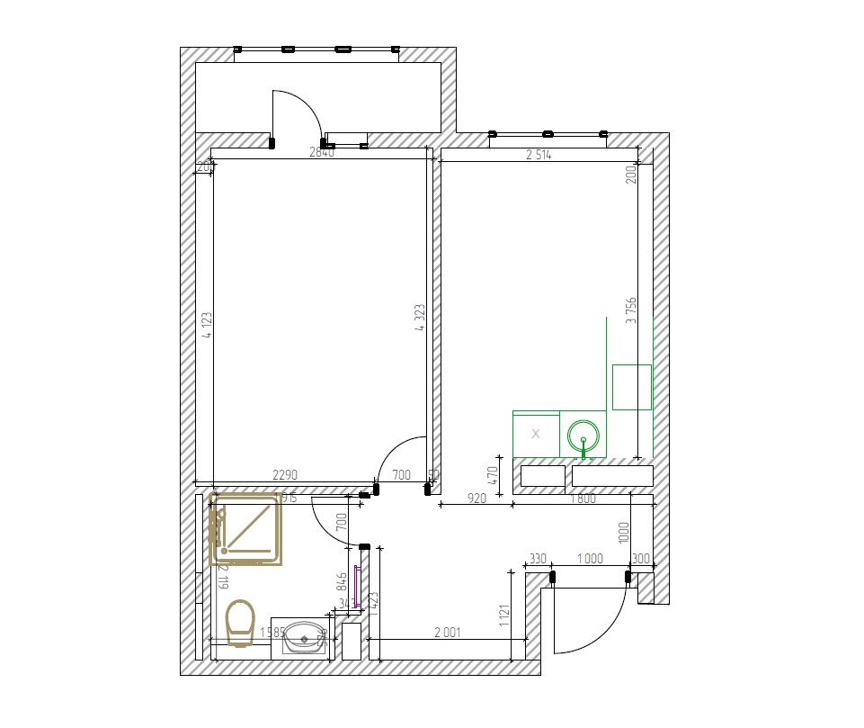 Планировка квартиры 37 ЖК Семейный, 1-к кв., 37 м2